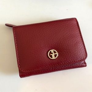 NWOT Gianni Bono all leather red small tri-fold wallet
